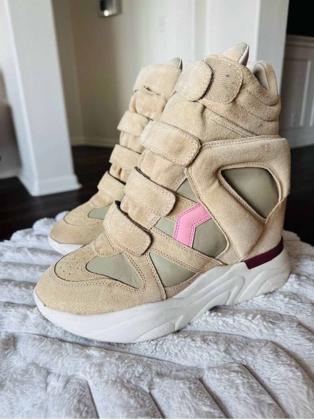 Isabel Marant Balskee suede high-top hidden wedge sneakers Size 10 - Picture 2 of 5